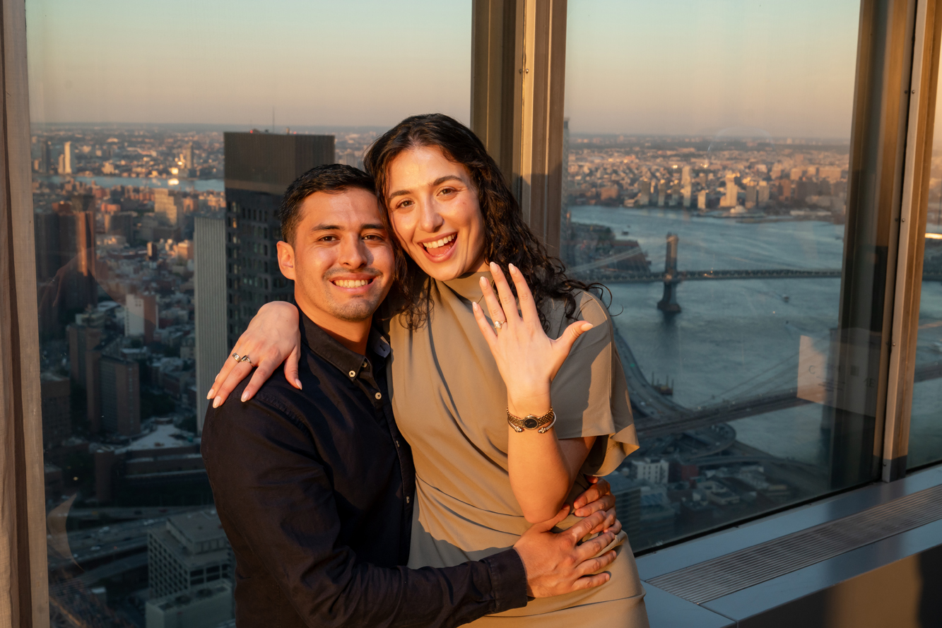 Surprise Proposal in NYC at Manhatta Restaurant